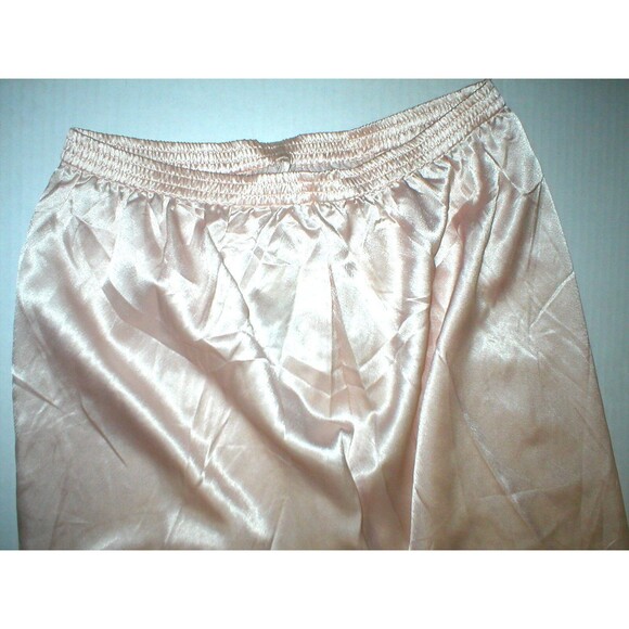 New NWT Designer Natori Classics Peach Orange Pants Silky Womens XL Lounge Satin - Picture 2 of 5